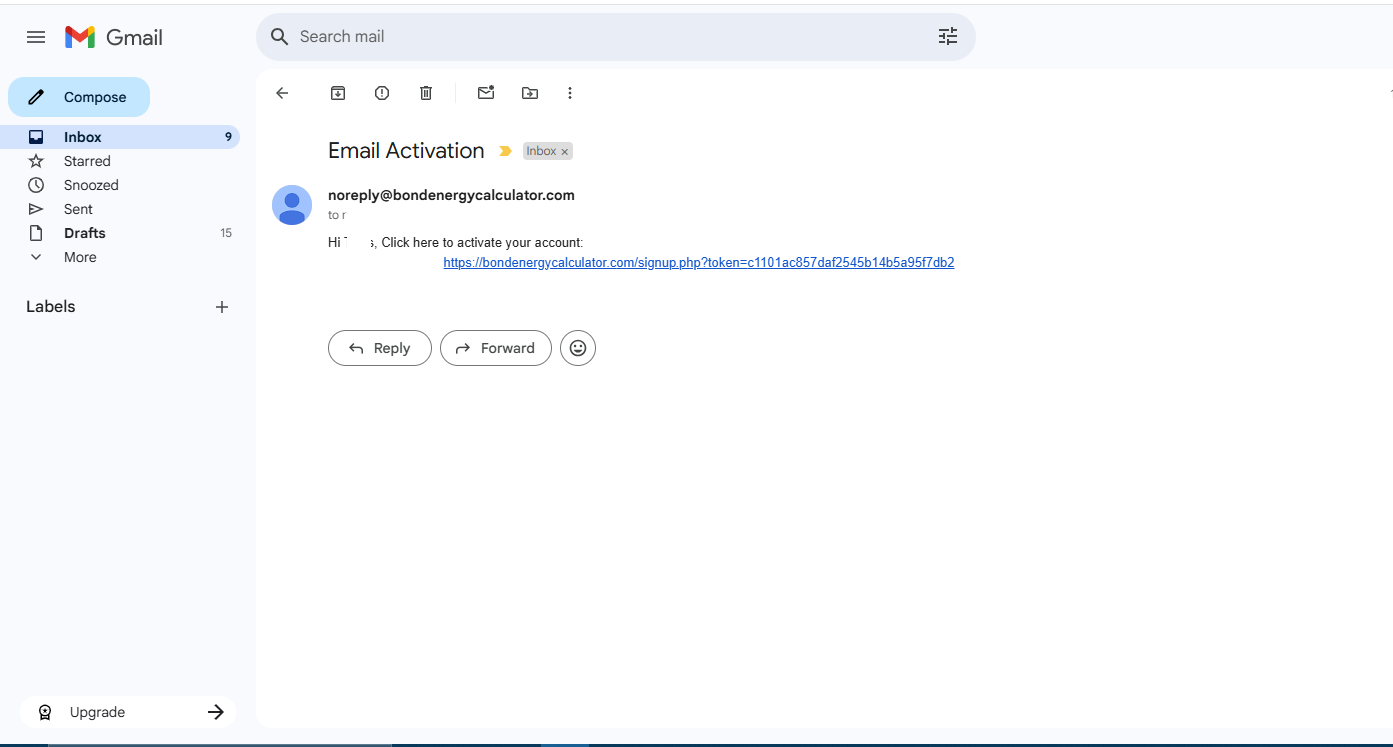 Account activation mail