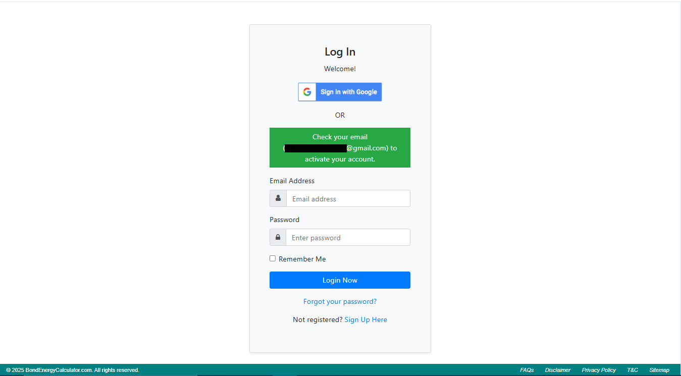 Account activation message