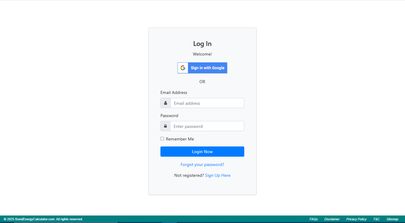 Login page