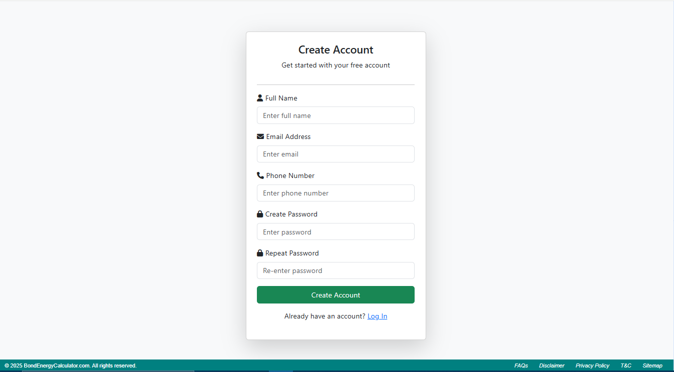 Registration page