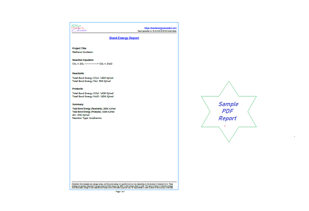 Bond energy calculation report in pdf format